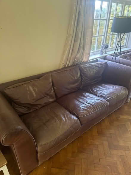 Photo of free Brown 3 seater leather couch (West Kirby, CH48) #2