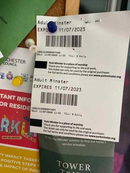 Photo of free Tickets for York minster (Prestwich M25) #1