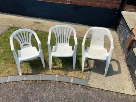 Photo of free 3 children's plastic garden chairs (Solihull B91) #1