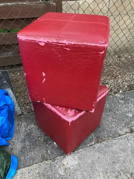 Photo of free 2 x red leather cubes (High Street, Twerton BA2) #3