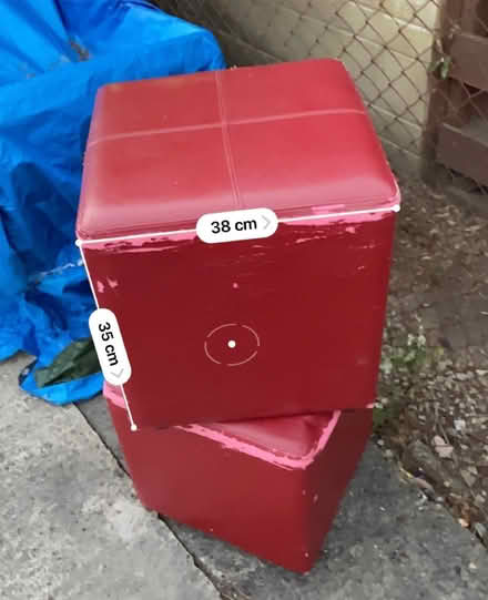 Photo of free 2 x red leather cubes (High Street, Twerton BA2) #1