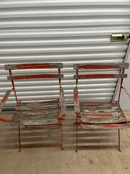 Photo of free 2 Sturdy Wood and Metal Chairs (Mineral and Santa Fe) #1