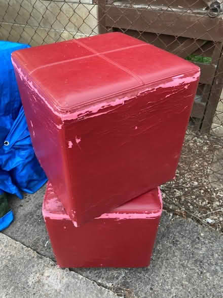 Photo of free 2 x red leather cubes (High Street, Twerton BA2) #2