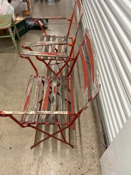 Photo of free 2 outside metal and wood chairs (Mineral and Santa Fe) #4