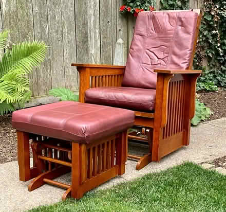 Photo of free Oak and leather glider + ottoman (South Evanston) #3