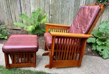 Photo of free Oak and leather glider + ottoman (South Evanston) #1