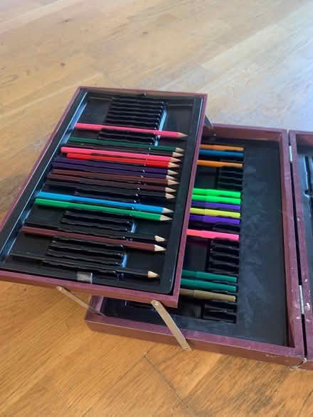Photo of free Art set in wooden case (Sedgley DY3) #2