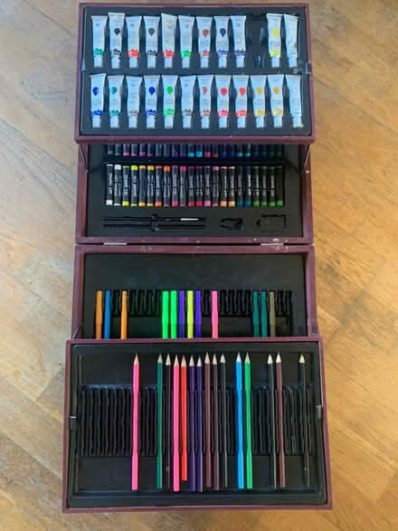 Photo of free Art set in wooden case (Sedgley DY3) #3