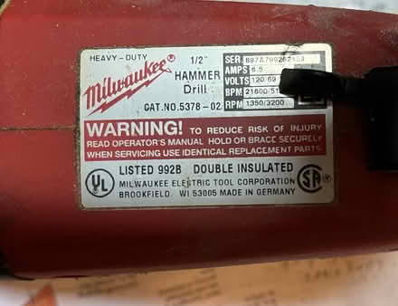 Photo of free milwaukee 1/2" hammer drill (holmes (patterson/pawling)) #3