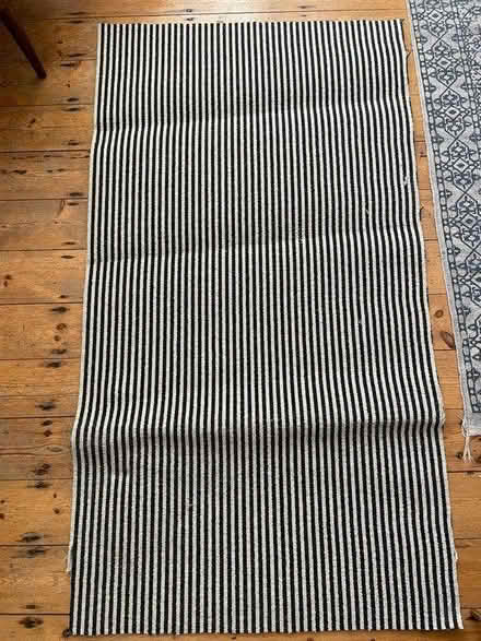 Photo of free Black and white striped carpet (South Tottenham, N15) #1