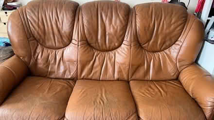 Photo of free 3 seater leather Italian style sofa (Long Lawford CV23) #1