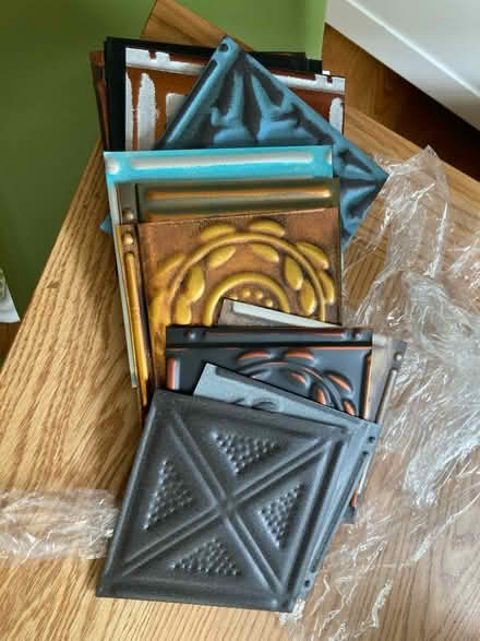 Photo of free 6x6” tin tile samples, multi-color (NE 10th and Knott St) #2
