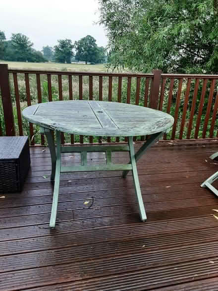 Photo of free Garden table, painted eucalyptus old woking (Old Woking GU22) #1