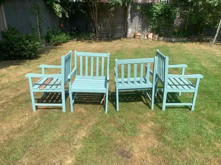 Photo of free 4 Wooden Garden Chairs (Ware, SG12) #1