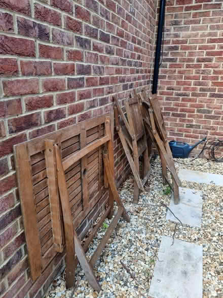 Photo of free Outdoor wooden table 4 chairs (CR8) #2