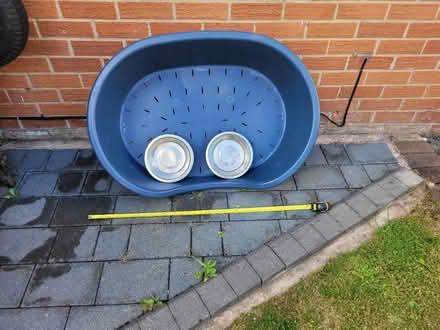 Photo of free Plastic dog bed/crate+bowls (Winsford Cheshire CW7) #1
