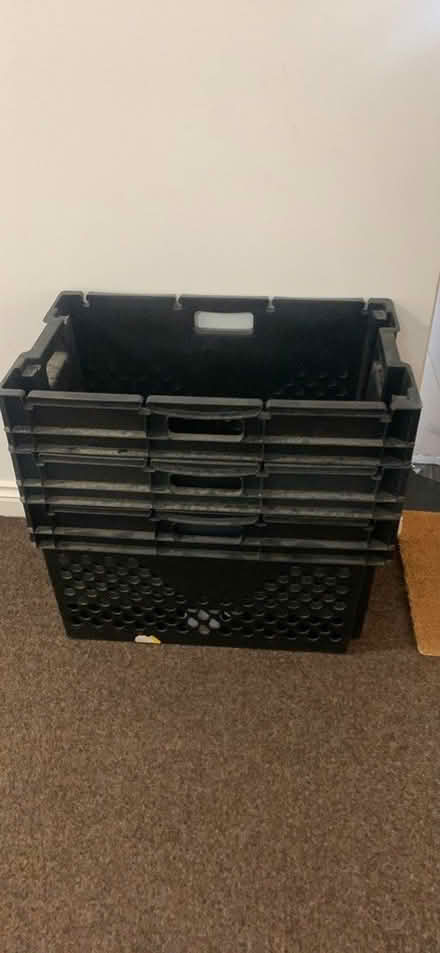 Photo of free X3 black storage crate boxes (Shoreham by sea) #1