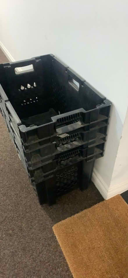 Photo of free X3 black storage crate boxes (Shoreham by sea) #2
