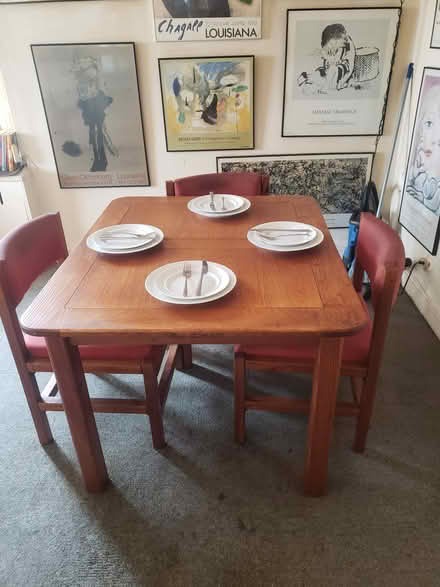 Photo of free 40 X 40 table, chairs, etc (10463) #1