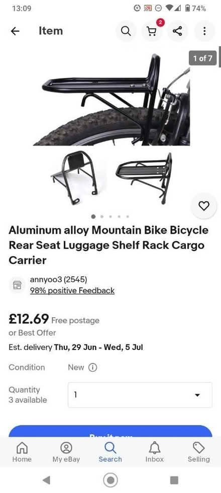 Photo of Rear bike luggage rack (Gedling,nottingham) #1