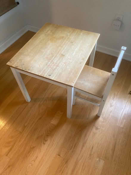 Photo of free Wooden kiddy chair and table (Wheaton) #1