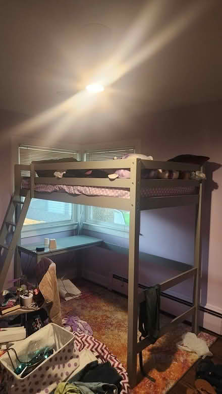 Photo of free Lofted twin size bed/new mattress (Elmhurst) #1