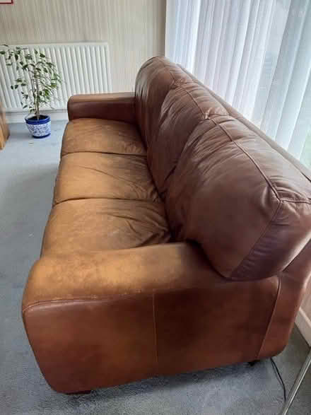 Photo of free Brown leather 3 seater couch (Naas town) #2