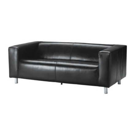 Photo of free Black leather 3 seater sofa (Walthamstow) #1
