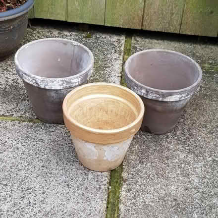 Photo of free Three Terracotta Plant Pots (Handforth SK9) #1