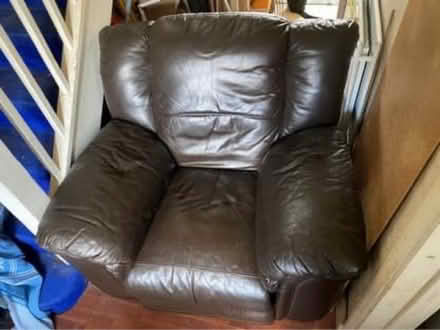 Photo of free brown leather reclining arm chair (guildford GU1) #1