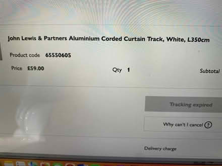 Photo of free 3.5 m white corded curtain track (Woodford Green) #1