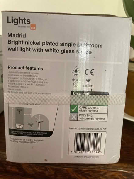 Photo of free Pair of bathroom wall lights (Wimbledon Park SW19) #4