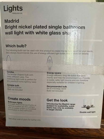Photo of free Pair of bathroom wall lights (Wimbledon Park SW19) #2