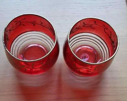 Photo of free Two Red Glass Tealight Holders (Handforth SK9) #1