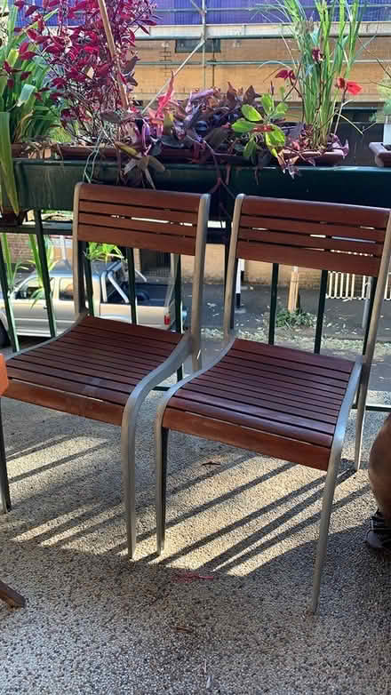 Photo of free 2 outdoor wood/ metal frame chairs (Potts Point) #1
