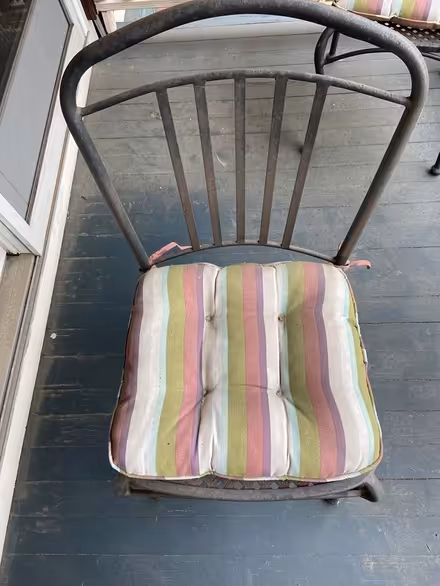 Photo of free Two wrought iron chairs w/cushions (Cambridgeport) #2