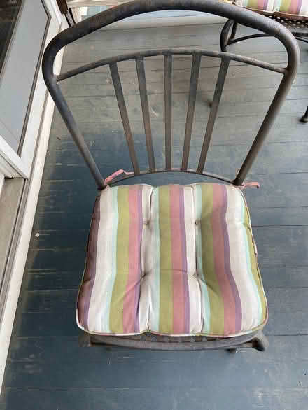 Photo of free Two wrought iron chairs w/cushions (Cambridgeport) #2
