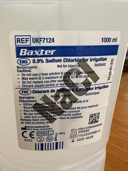 Photo of free Sodium chloride for irrigation x 5 (Stamford Lincs) #3