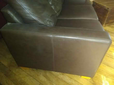 Photo of free Three-seater, dark brown leather sofa (Halstead CO9) #3