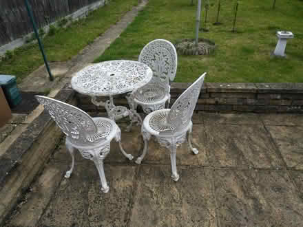 Photo of free Metal Patio Table and 3 chairs (Kennington OX1) #1