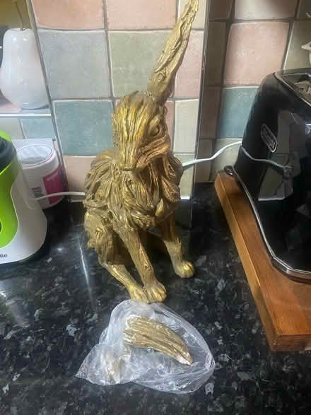 Photo of free Gold resin hare broken ear (Hillmorton CV22) #2