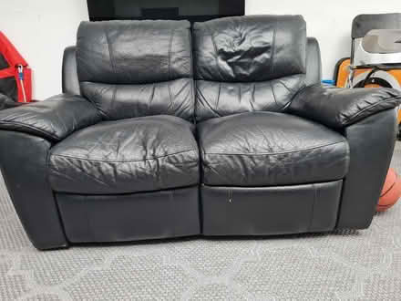 Photo of free 2 Seater black leather sofa (Seven Kings, IG3, London) #1
