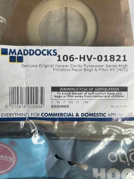 Photo of free Hoover Vacuum Cleaner Bags and Filter (Purbeck District BH19) #2
