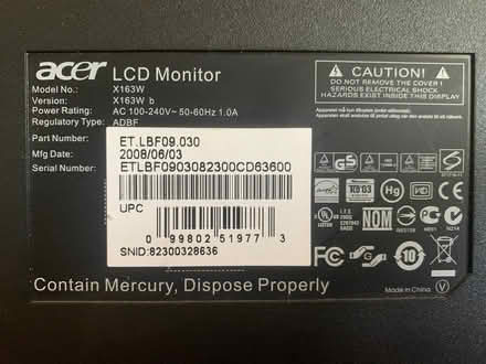 Photo of free acer lcd monitor (Tinley Park) #2