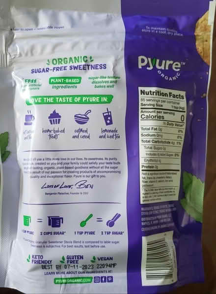 Photo of free Organic pyure Sweetner (Schaumburg & Barrington Rds) #2