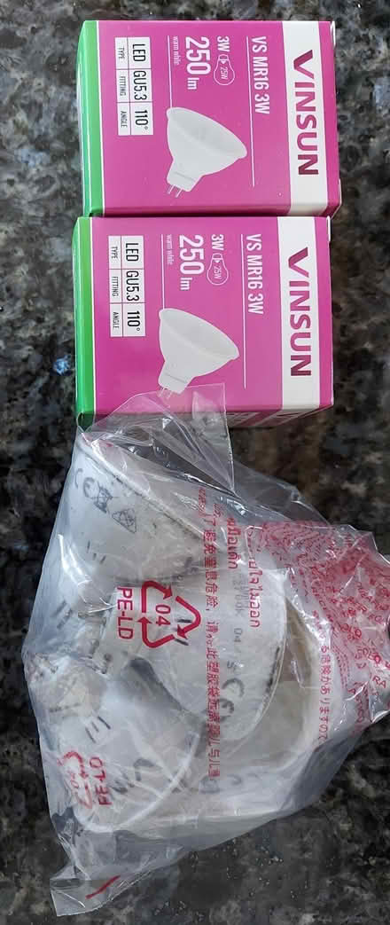 Photo of free VINSUN MR16 LED bulbs 3W (2 unused, 6 used) (Berrylands KT5) #1