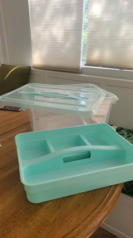 Photo of free Plastic bin w/ org tray and lid (Alexandria, VA)