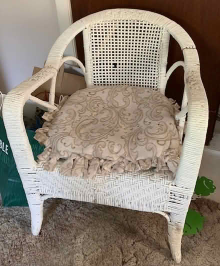 Photo of free White wicker armchair (Burlington, MA) #1