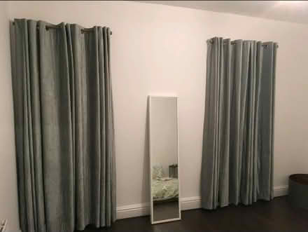 Photo of free 2 pairs of light green curtains (Urmston M41) #1