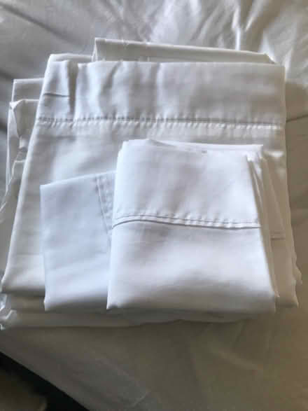 Photo of free Queen size white sheet set (Berkeley-Elmwood) #1